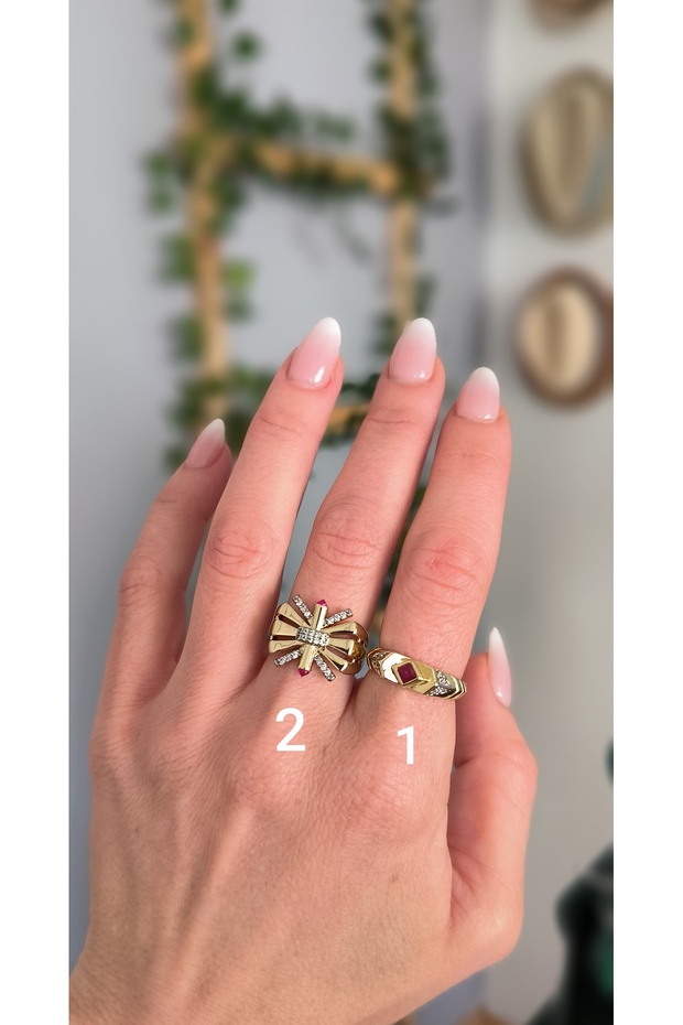 Kırmızı Taşlı Yüzük Ayarlanabilir 1Nolu - 1