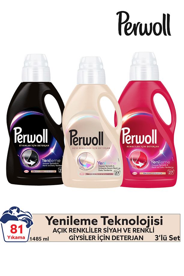 Yenileme Siyah, Renkli ve Açık Renkler Sıvı Deterjan 1.485L (3'lü Set) – Güçlü Temizlik - 1