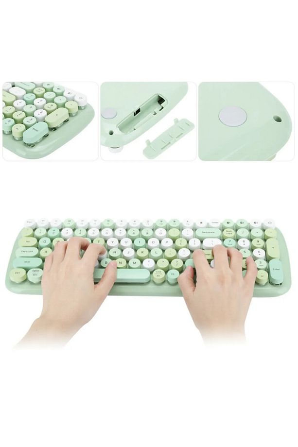 Mint Xt Retro Kablosuz Klavye Mouse Mousepad Seti - 5