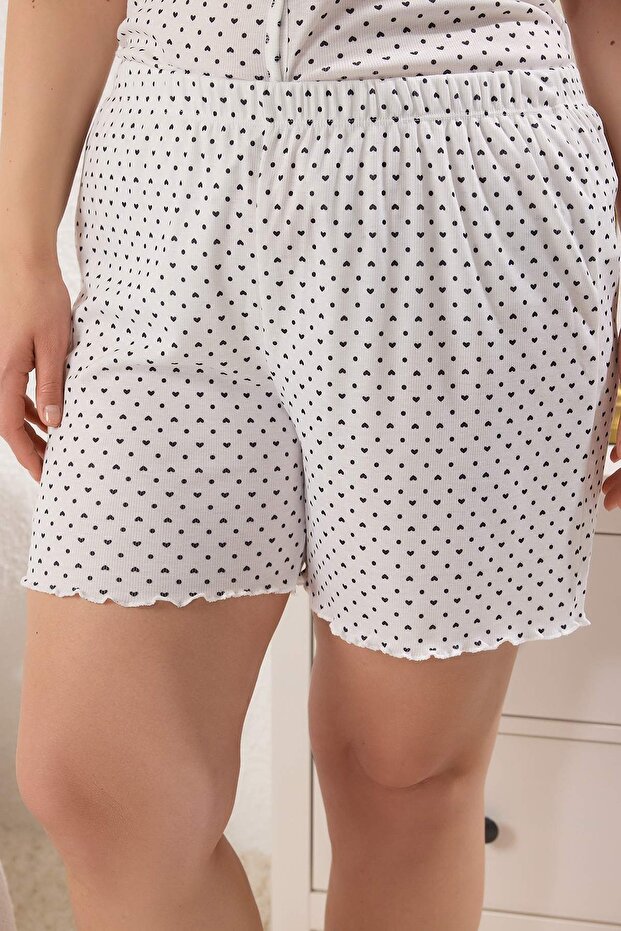 طقم بيجامة محبوكة مع شورت قصير بأزرار على شكل قلب من Ecru TBBSS25AI00104 - 3