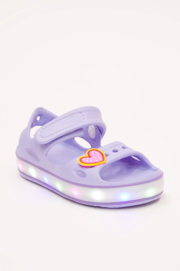 Lila Işıklı Hafif Taban Küçük Kız Çocuk Kids Eva Sandalet TAKSS25SD00062 - 3