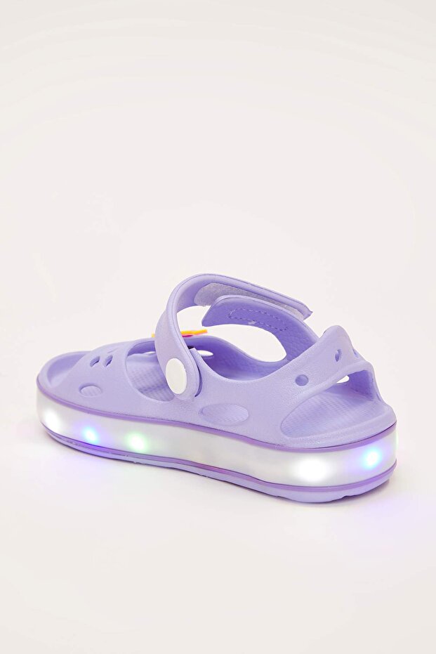 Lila Işıklı Hafif Taban Küçük Kız Çocuk Kids Eva Sandalet TAKSS25SD00062 - 5