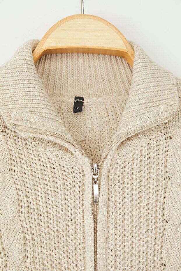Taş*001 Crop/Kısa Düz Dik Yaka Triko Hırka TWOAW24HI00238 - 6
