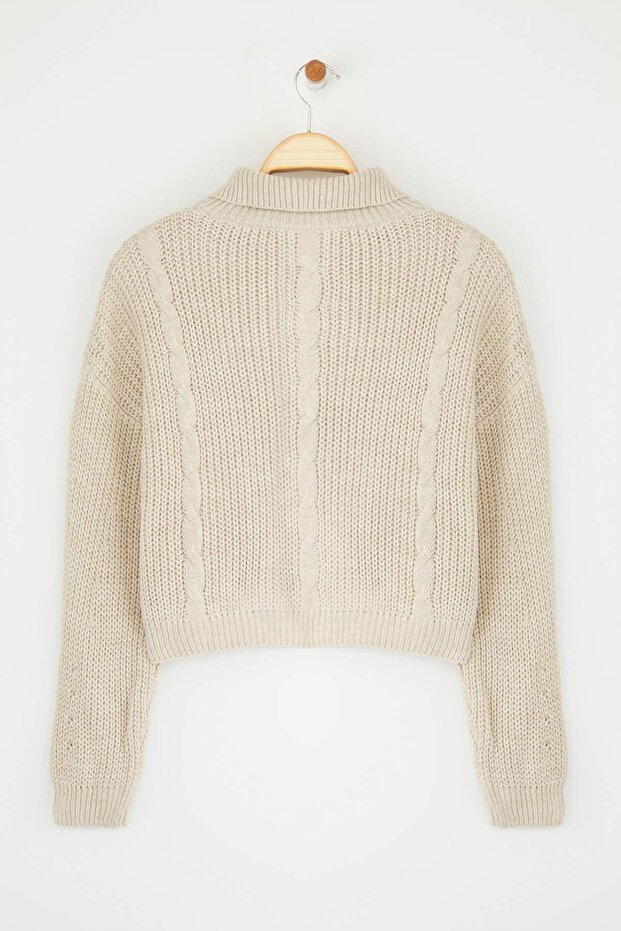 Taş*001 Crop/Kısa Düz Dik Yaka Triko Hırka TWOAW24HI00238 - 7
