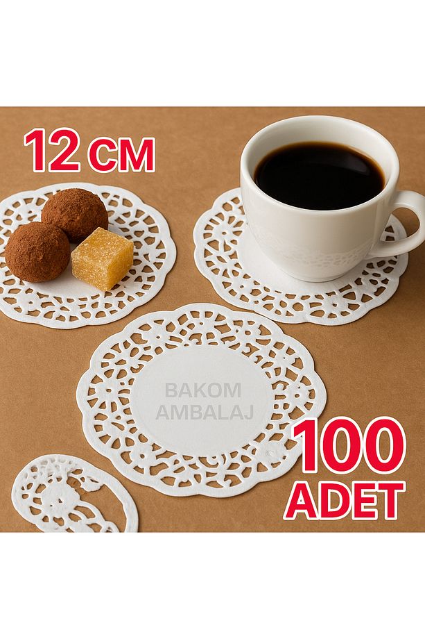 12 CM KAĞIT DANTEL BARDAK-TABAK ALTLIĞI ( DOLE ) 100 ADET - 1