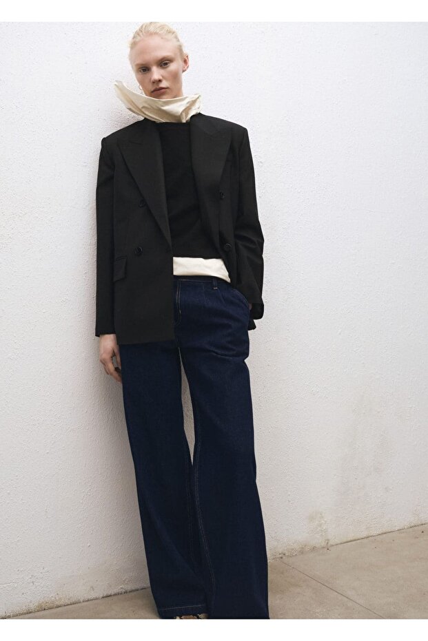 Yün karışımlı kumaş blazer ceket - 1