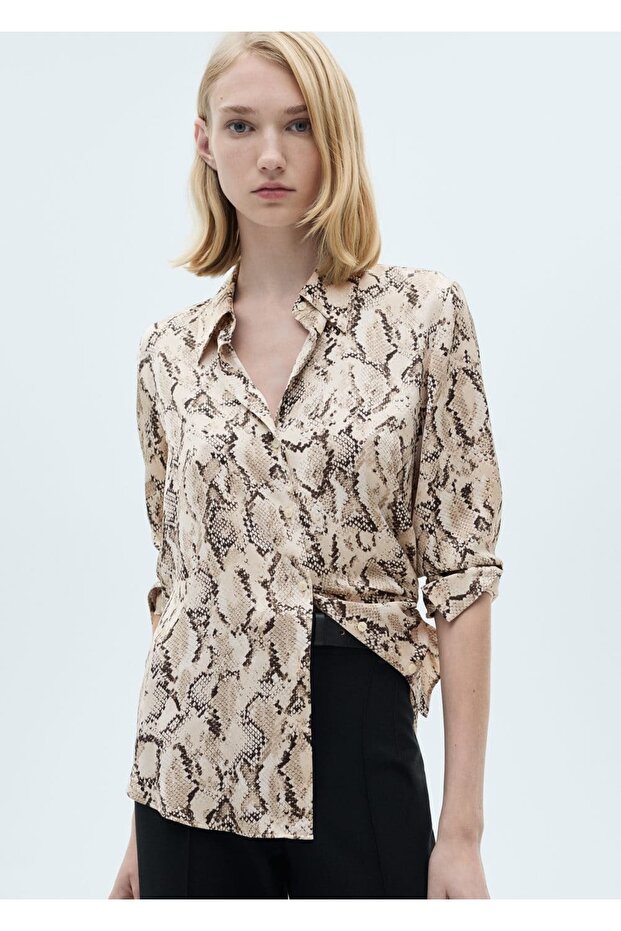 Desenli saten gömlek - 1