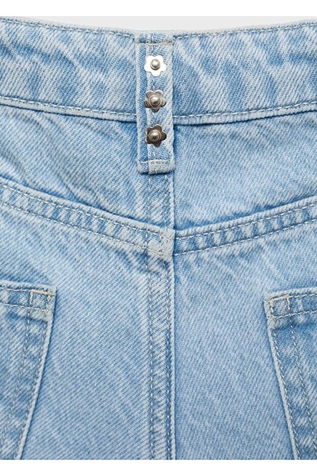 Zımbalı kot şort - 8