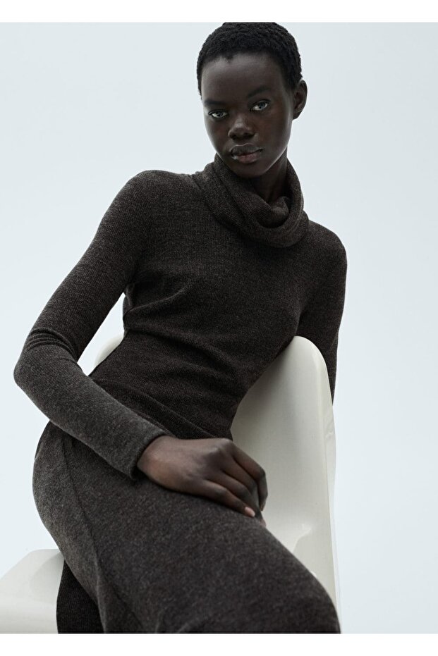 Balıkçı yaka triko elbise - 7