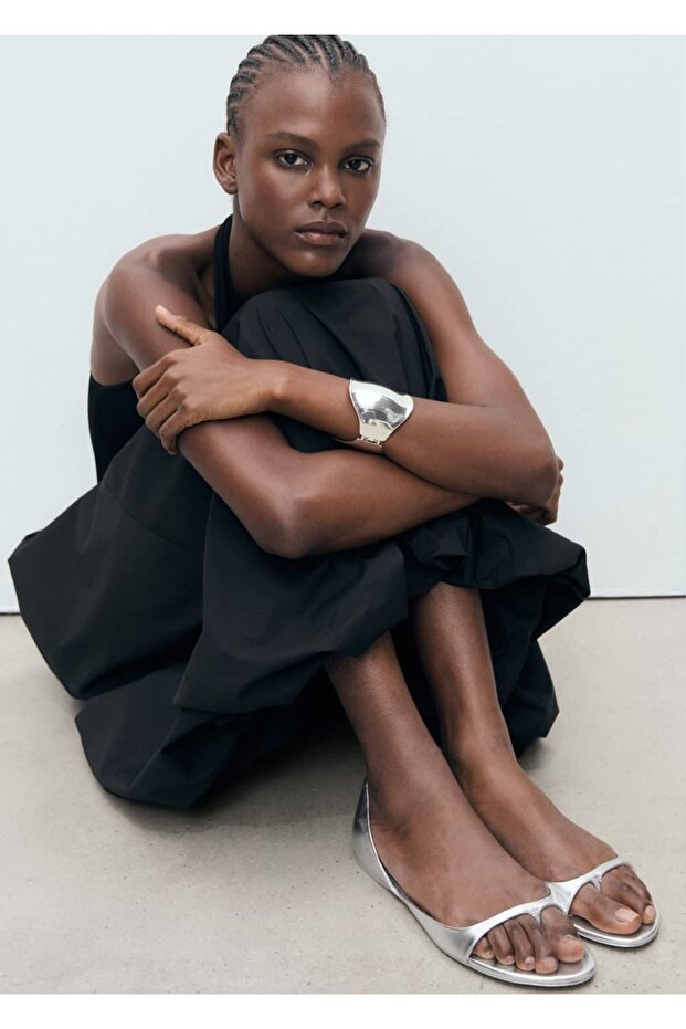 Metalik deri sandalet - 5