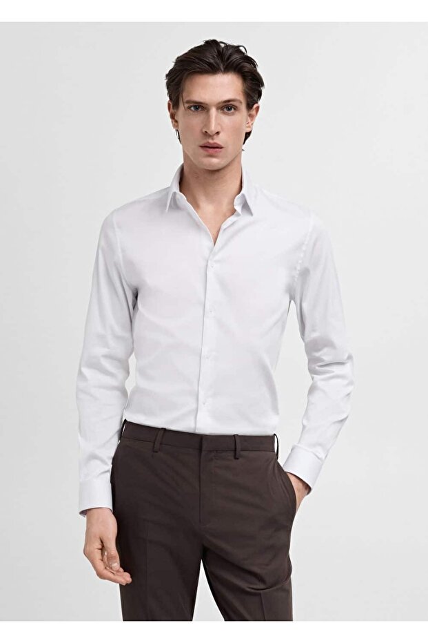 Slim fit pamuklu gömlek - 1