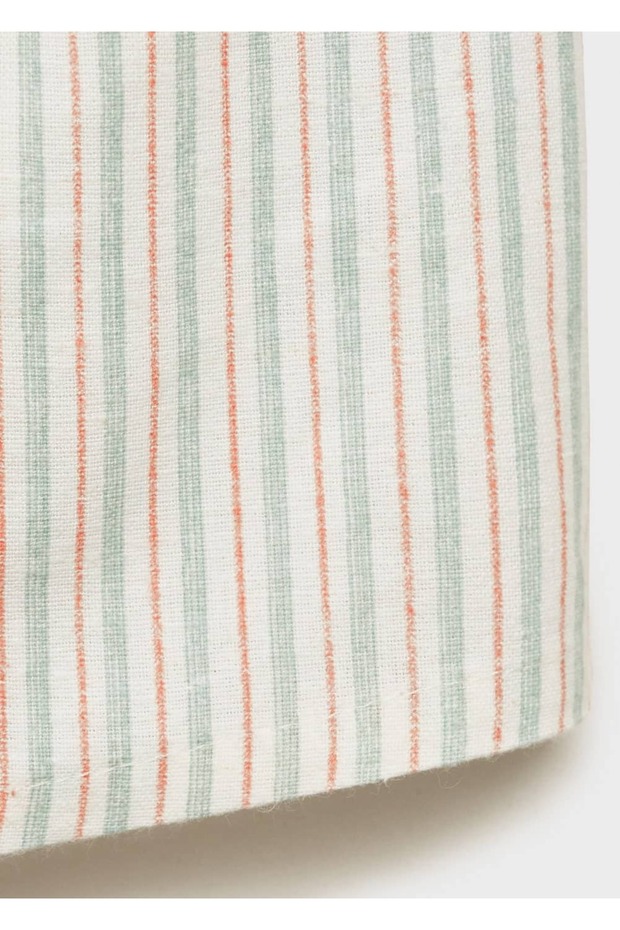 Çizgili keten şort - 3