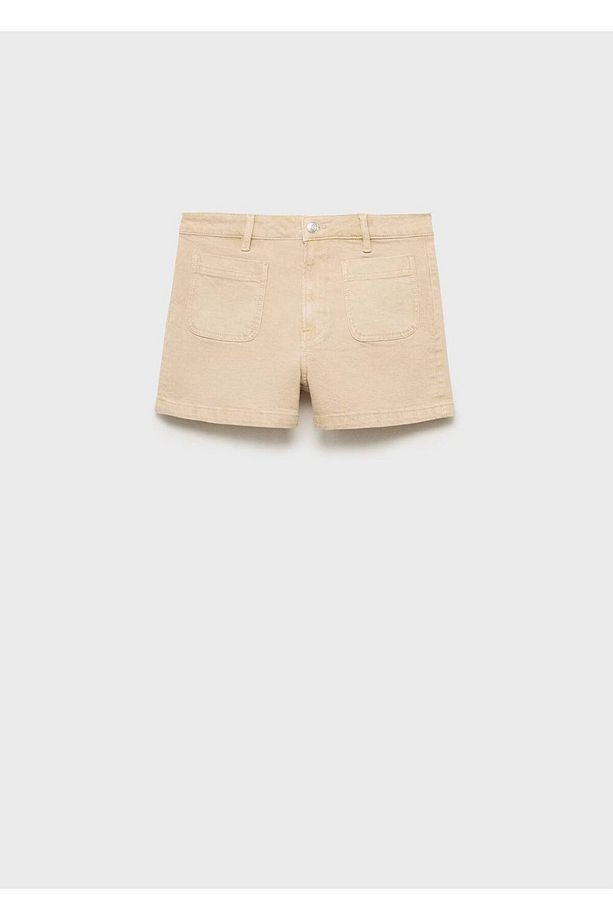 Yüksek Bel Cepli Denim Şort - 3