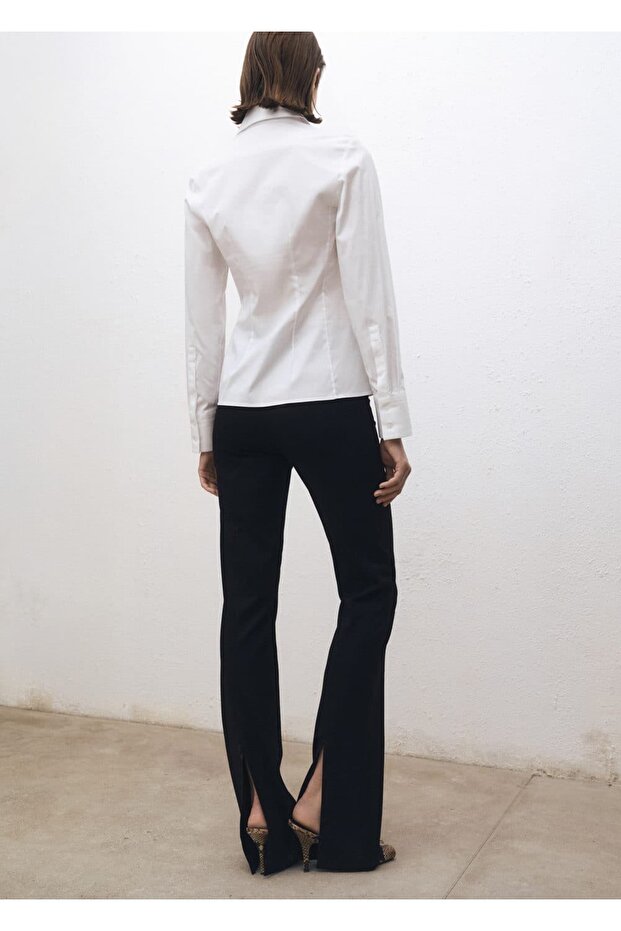 Bedene oturan poplin gömlek - 4