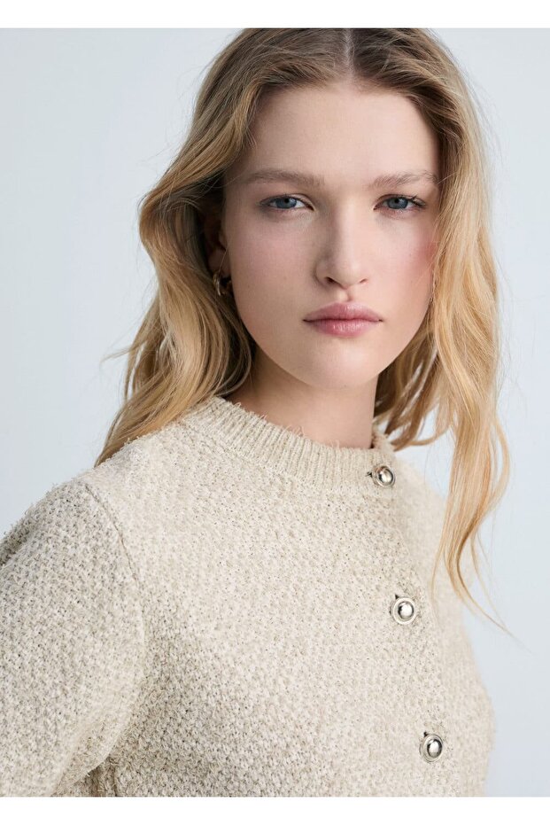 Düğmeli kalın triko ceket - 4