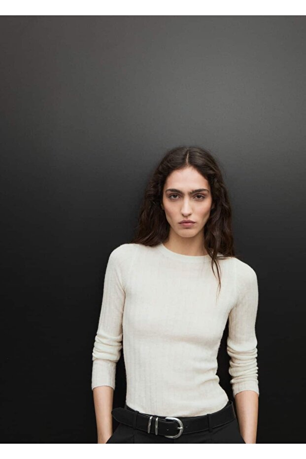 Yuvarlak yaka ribana kazak - 7