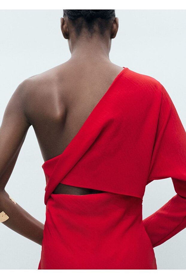 Drapeli asimetrik uzun elbise - 8