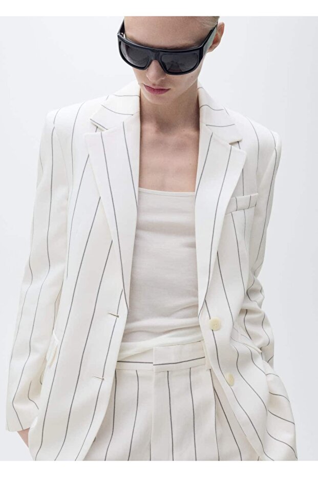 Çizgili kumaş blazer ceket - 1