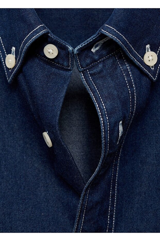 Normal kesim denim gömlek - 5