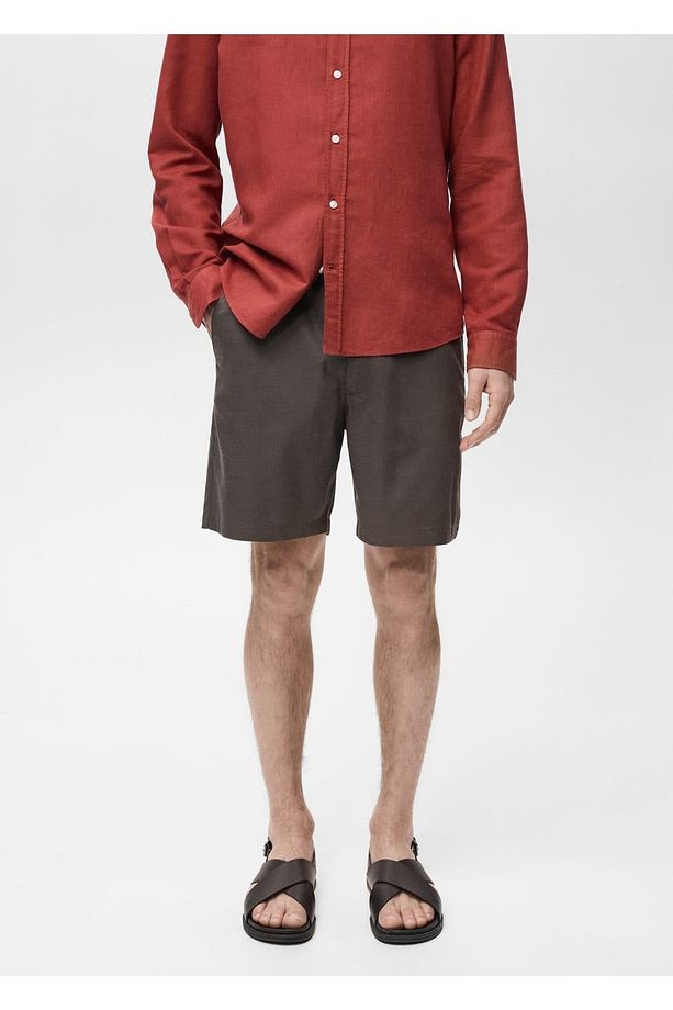 Slim fit akışkan bermuda şort - 1