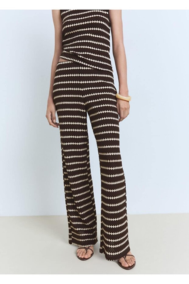 Geometric Pattern Knitted Suit Pants - 1