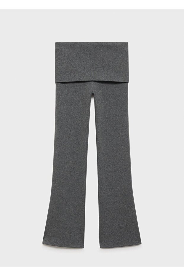 Beli kıvrık flared pantolon - 3