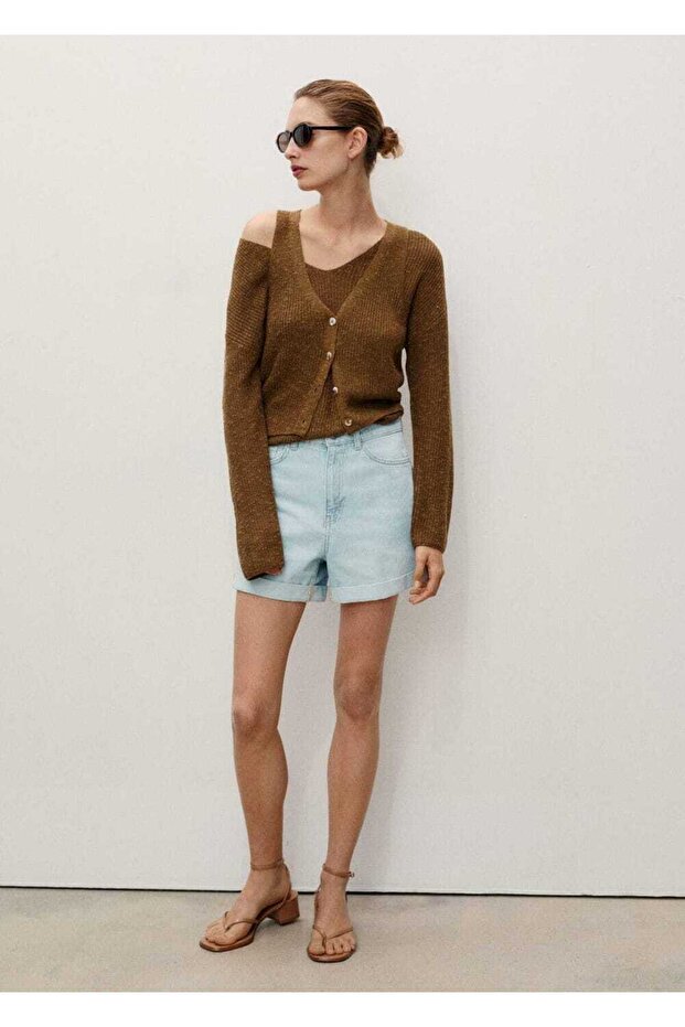 Yüksek Bel Mom-fit Denim Şort - 2