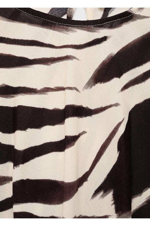 Zebra desenli midi elbise - 6