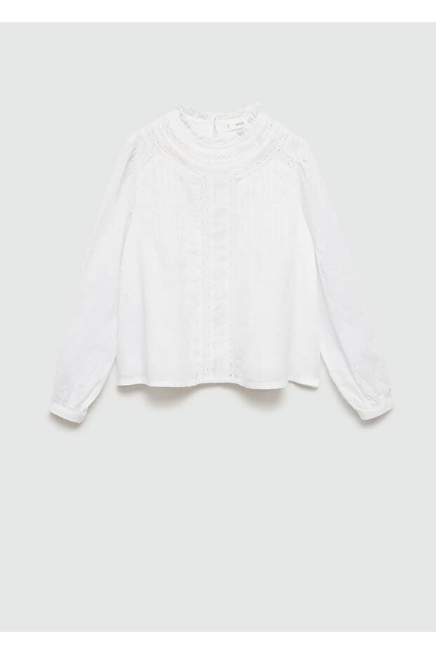 İşlemeli Pamuklu Bluz - 1