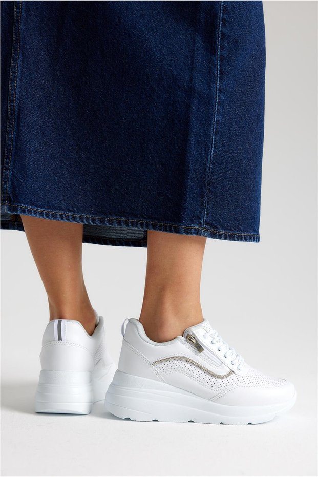 Flet Wedge Sole Zippered Casual Women's Sports Shoes