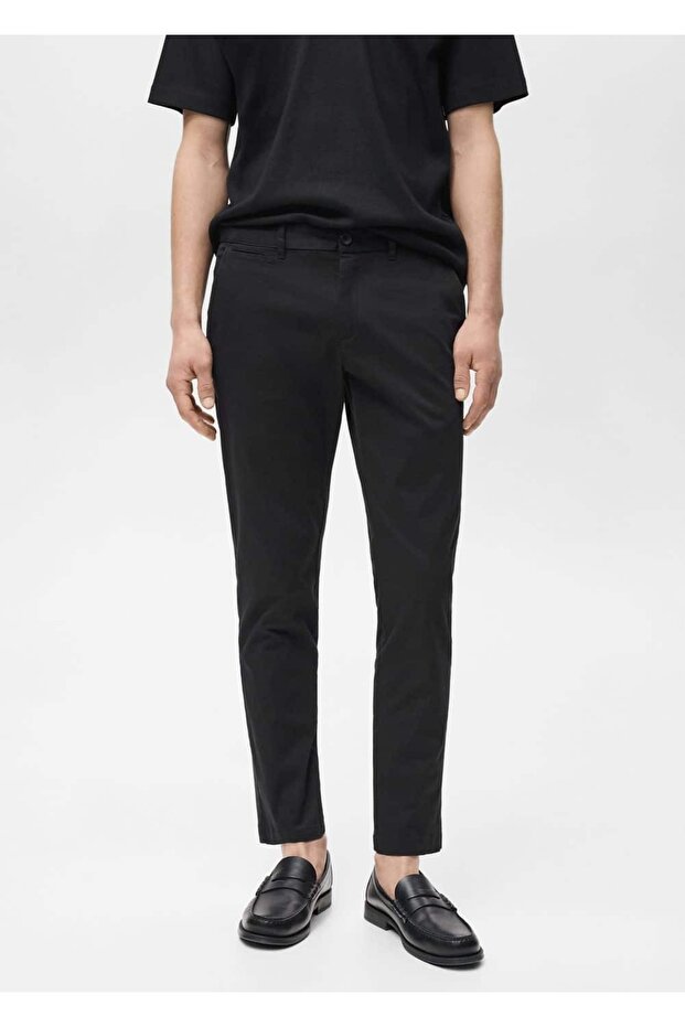 Daralan kısa paçalı chino pantolon - 1