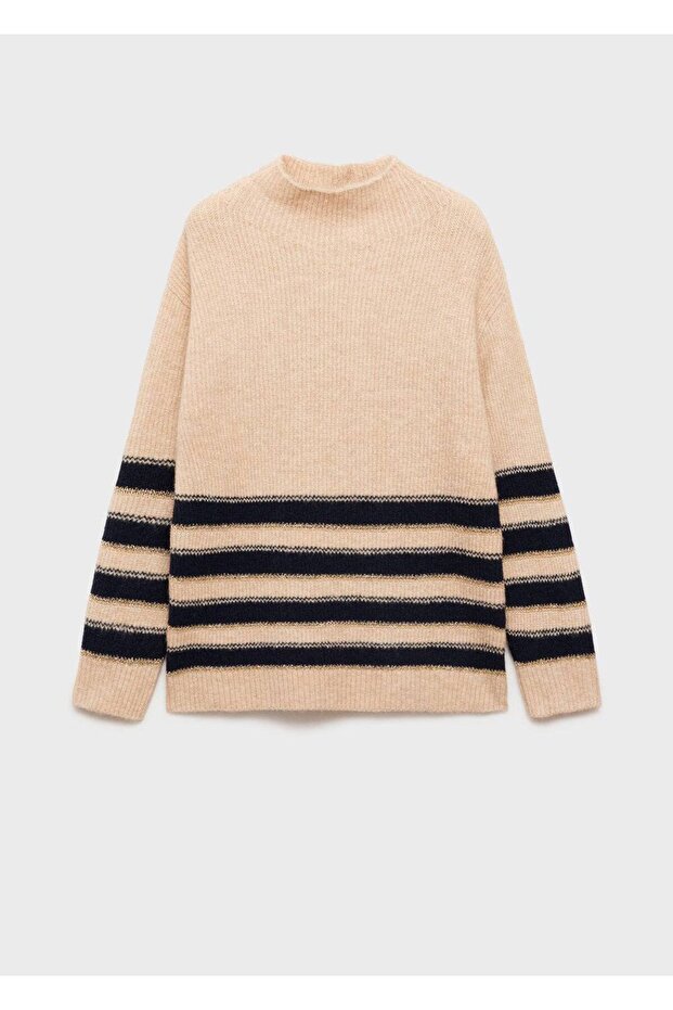 Çizgili Perkins Yaka Kazak - 3