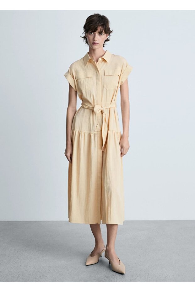 Düğüm detaylı gömlek elbise - 2