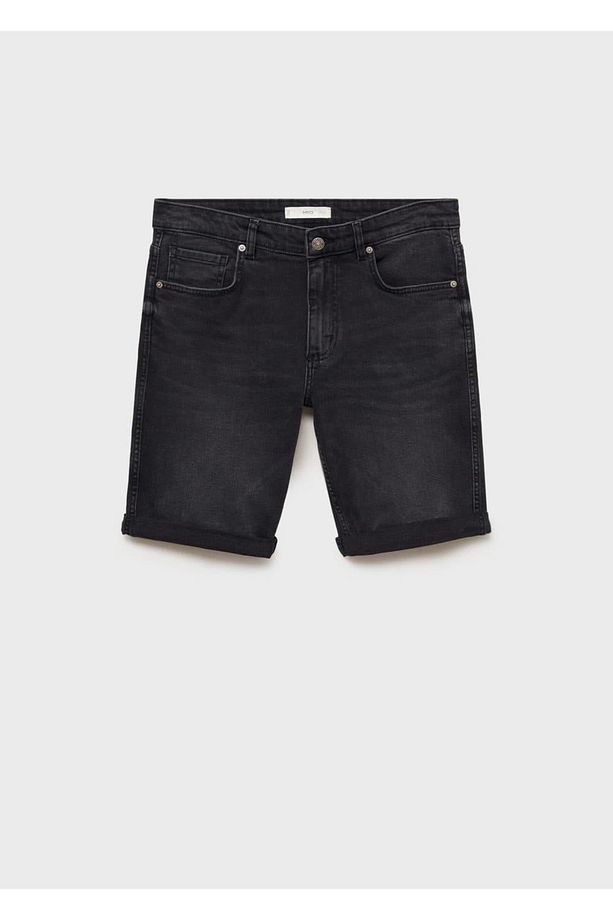 Slim fit kot bermuda şort - 3