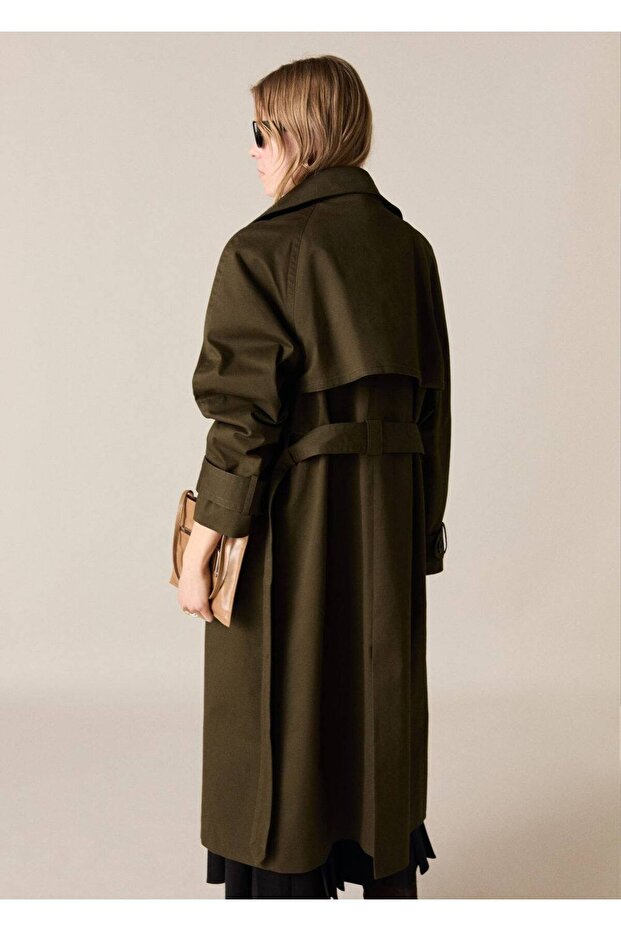 Çift düğmeli uzun trençkot - 4