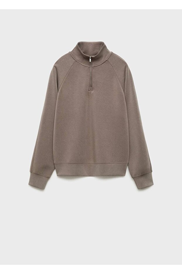 Fermuarlı Boğazlı Sweatshirt - 3