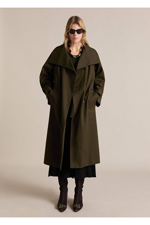Çift düğmeli uzun trençkot - 2