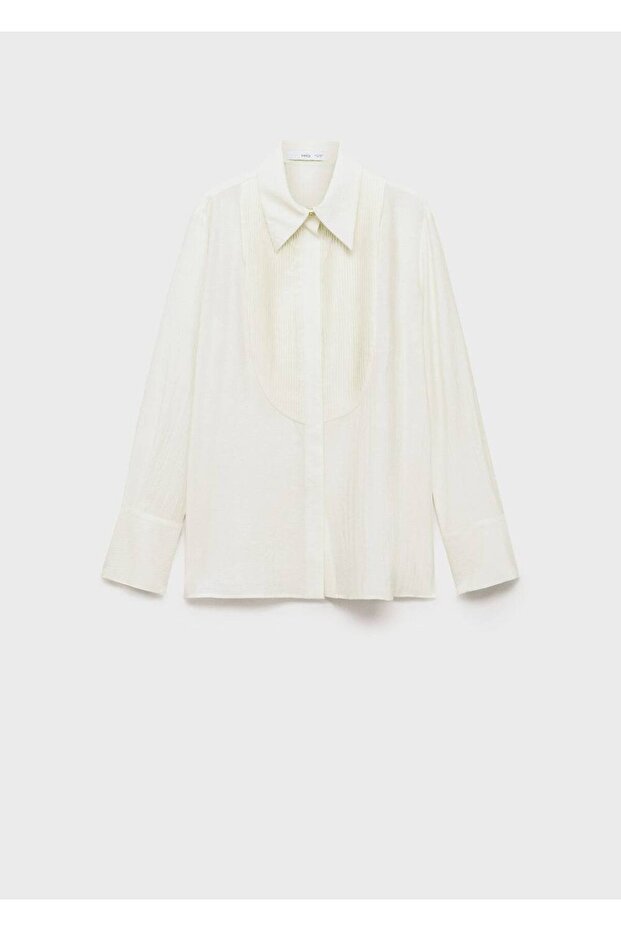 Kontrast panelli akışkan gömlek - 3