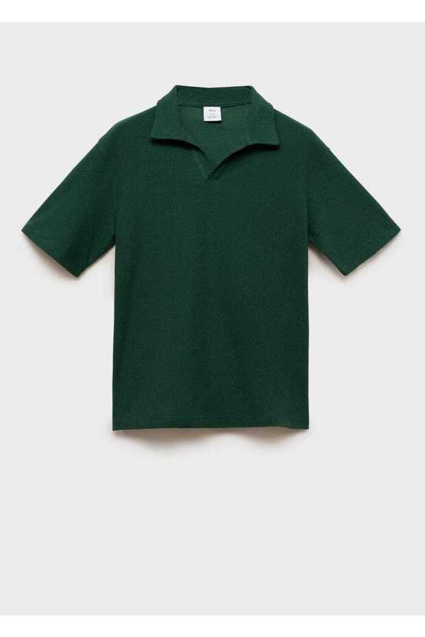 Kalıplı ribana pamuklu polo gömlek - 3