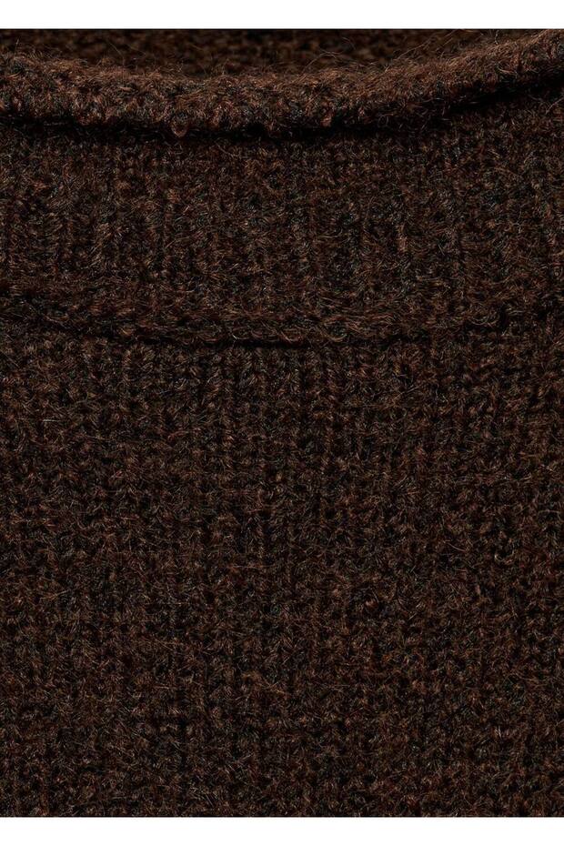 Pamuklu keten yuvarlak yakalı triko kazak - 5