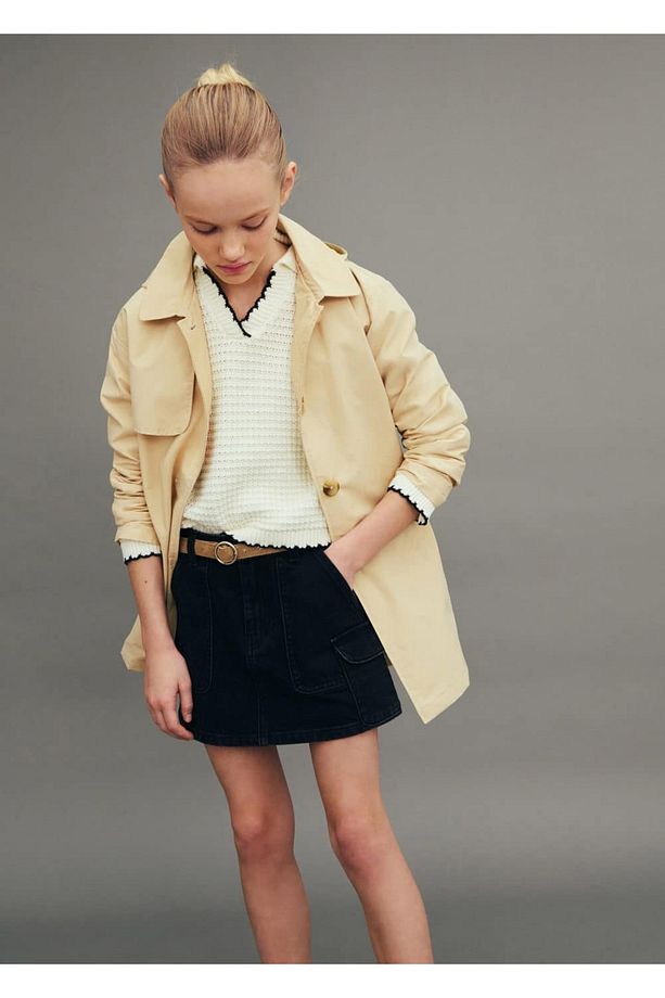Denim mini etek - 8