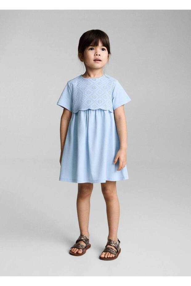 İşlemeli pamuklu elbise - 2