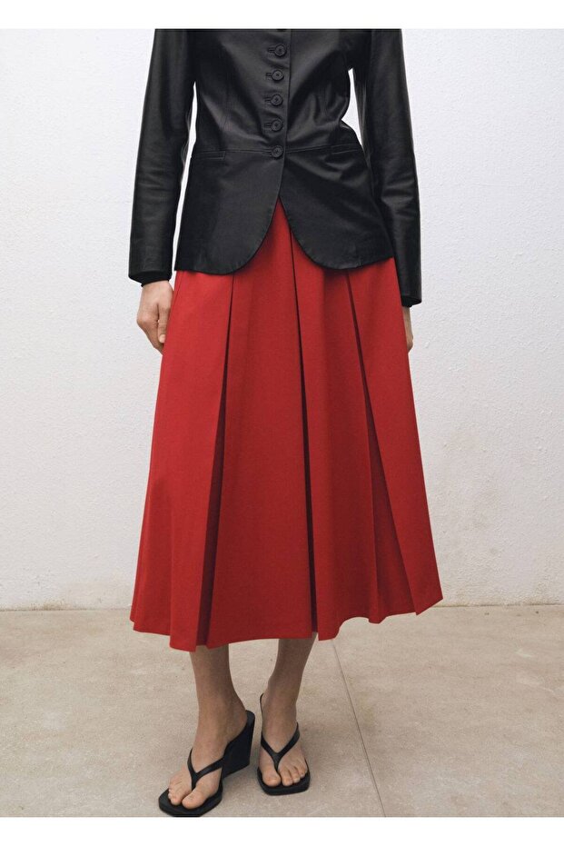 Wool Blended Pleated Skirt