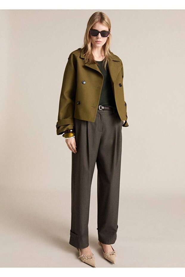 Kontrast süslemeli ribana bluz - 2