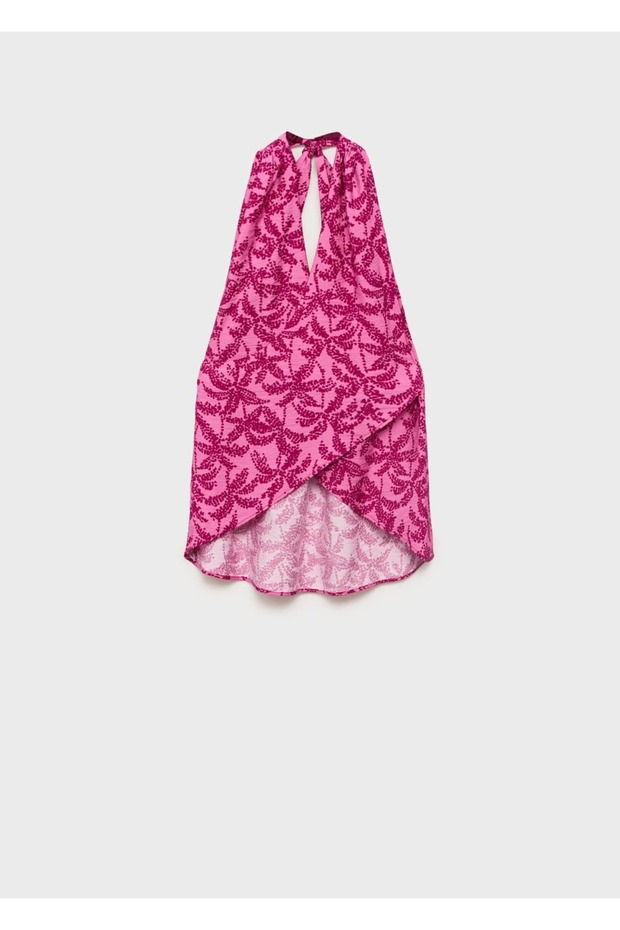 Desenli halter yaka bluz - 3