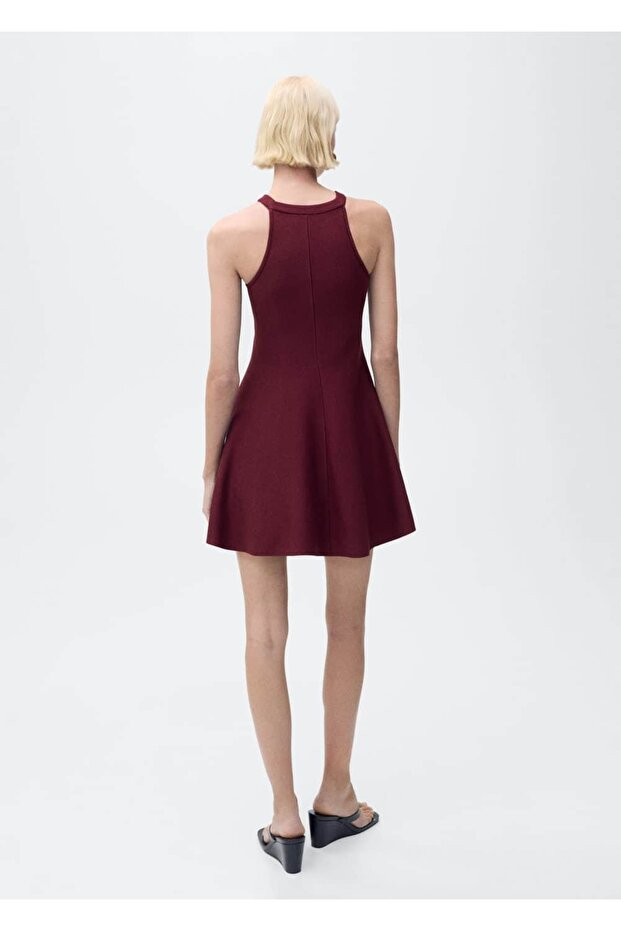 Kısa kloş triko elbise - 4
