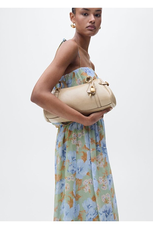 Blumenkleid mit gerafftem Bund - 1