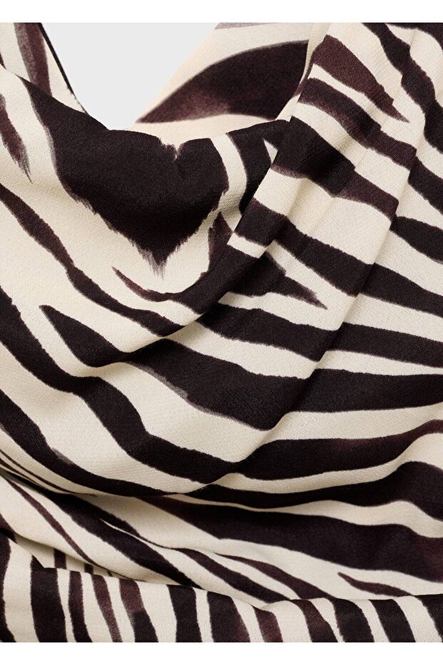 Zebra desenli drape bluz - 5