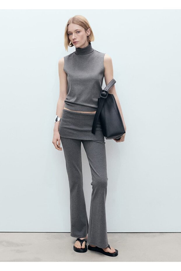 Beli kıvrık flared pantolon - 2