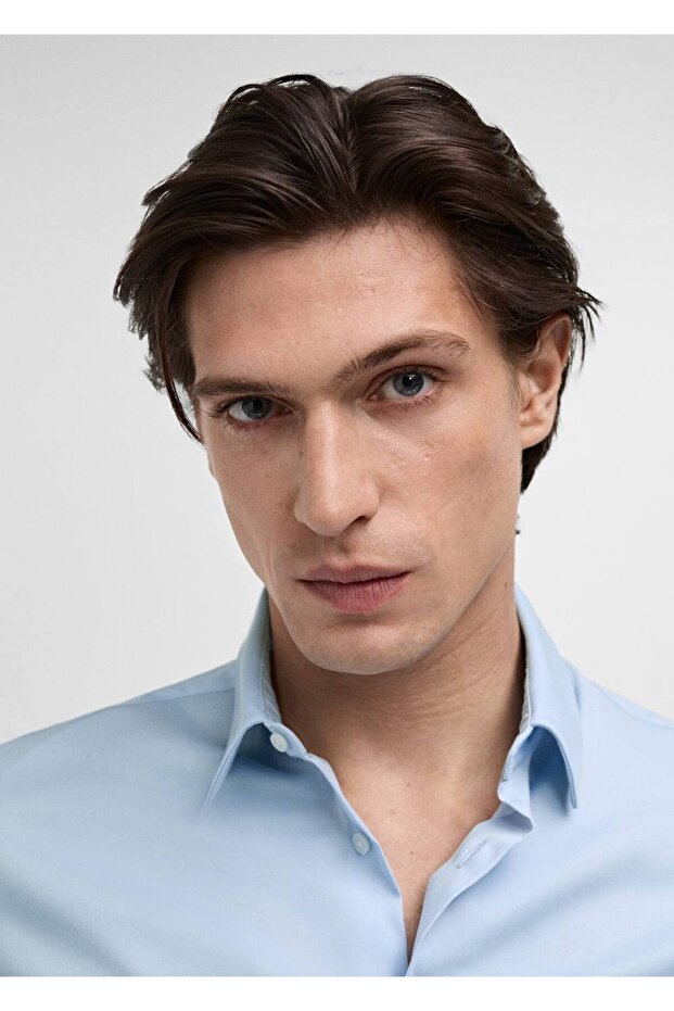 Slim fit pamuklu gömlek - 6